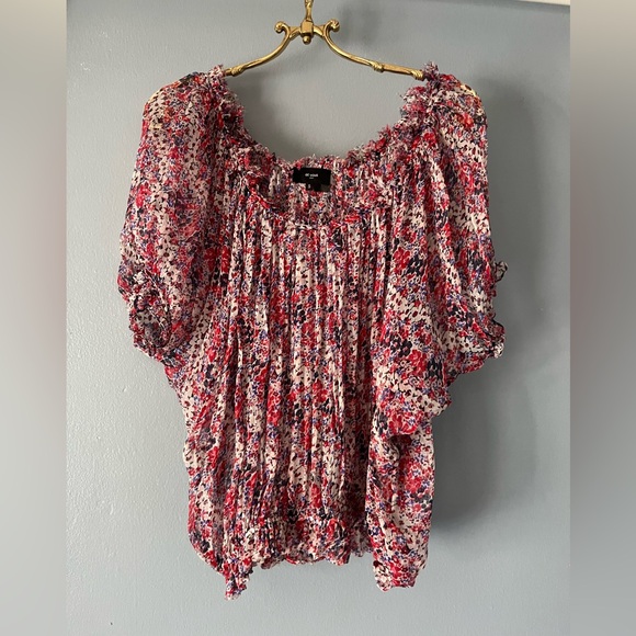 Et Vous Paris Blouse Top S Silk Chiffon Sheer Batwing Sleeve - Picture 1 of 4